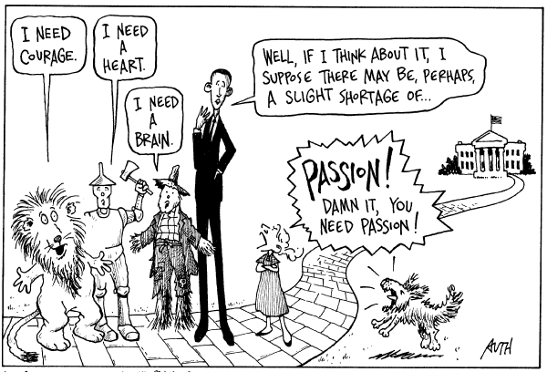 Editorial Cartoon by Tony Auth, Philadelphia Inquirer on Obama Falls Behind in Polls