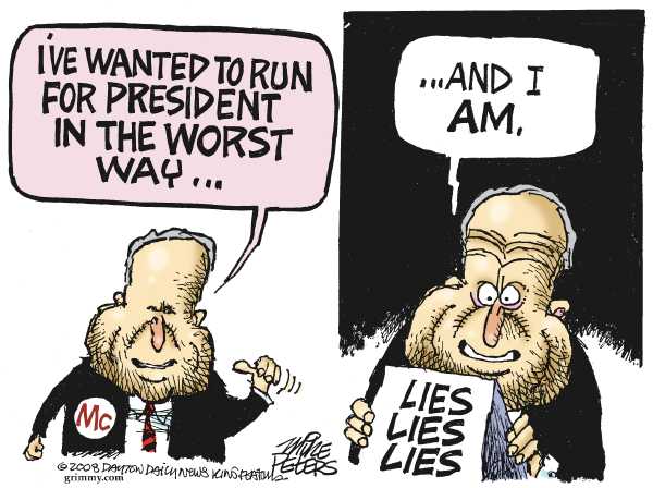 Editorial Cartoon by Mike Peters, Dayton Daily News on McCain, Palin Pull Out All the Stops