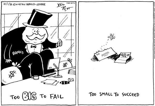 Editorial Cartoon by Joel Pett, Lexington Herald-Leader, CWS/CartoonArts Intl. on Bailout Plan Still Imminent