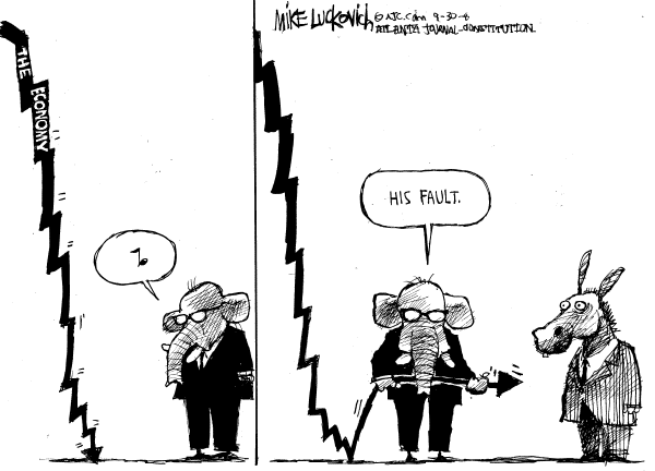 Editorial Cartoon by Mike Luckovich, Atlanta Journal-Constitution on Bailout Plan Still Imminent
