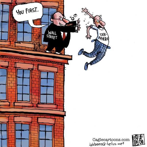 Editorial Cartoon by Tab (Thomas Boldt), Calgary Sun on Bailout Plan Still Imminent