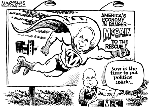 Editorial Cartoon by Jimmy Margulies, The Record, New Jersey on McCain Moves Outside the Box