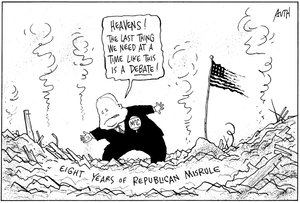 Editorial Cartoon by Tony Auth, Philadelphia Inquirer on McCain Moves Outside the Box