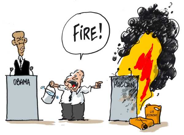Editorial Cartoon by Frederick Deligne, Nice-Matin, Nice, France on McCain Moves Outside the Box