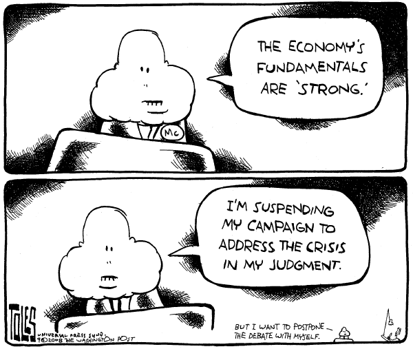 Editorial Cartoon by Tom Toles, Washington Post on McCain Moves Outside the Box