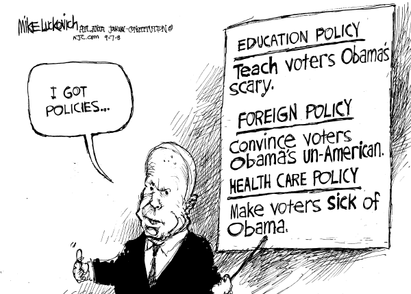 Editorial Cartoon by Mike Luckovich, Atlanta Journal-Constitution on McCain Moves Outside the Box