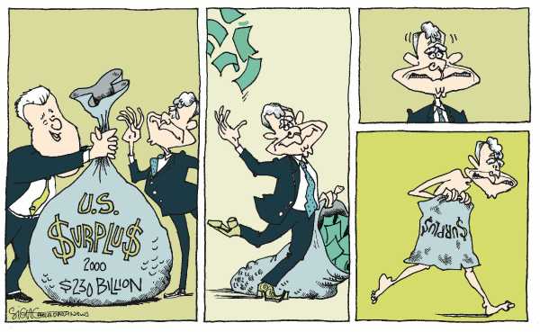 Editorial Cartoon by Signe Wilkinson, Philadelphia Daily News on Bush Promises Economic Recovery