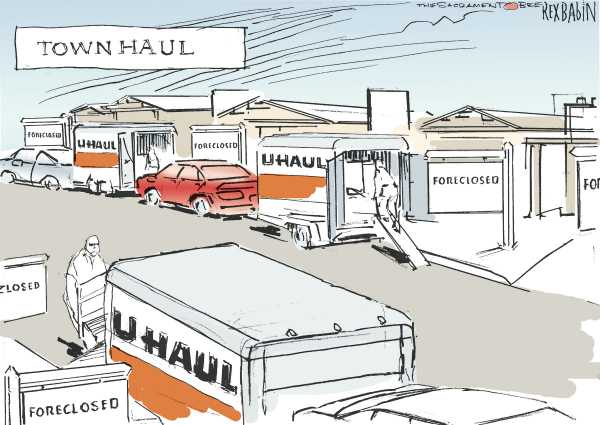 Editorial Cartoon by Rex Babin, Sacramento Bee on Americans Cope With Economic Crisis