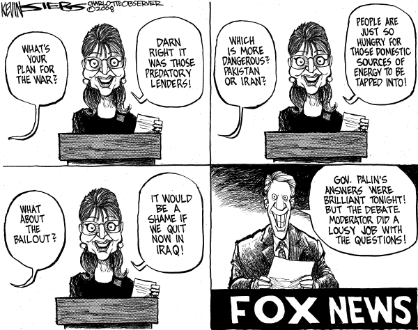 Editorial Cartoon by Kevin Siers, Charlotte Observer on Palin Returns to Form