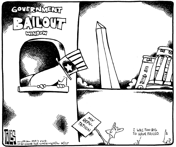 Editorial Cartoon by Tom Toles, Washington Post on President Promises Recovery