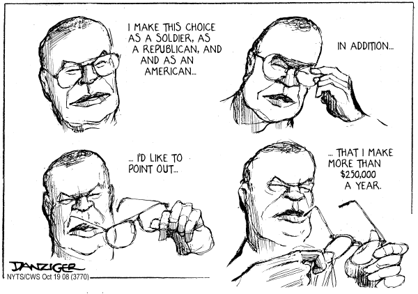 Editorial Cartoon by Jeff Danziger, CWS/CartoonArts Intl. on Colin Powell Endorses Obama
