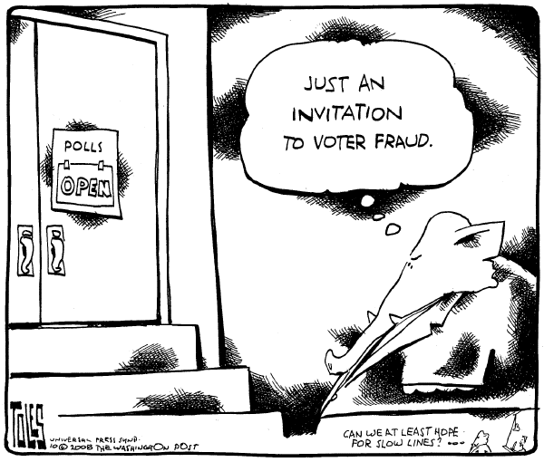 Editorial Cartoon by Tom Toles, Washington Post on GOP Worried About ‘Stolen Election’