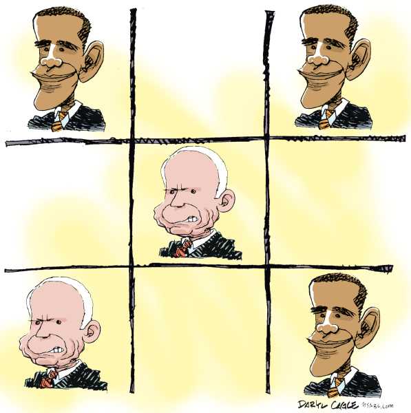 Editorial Cartoon by Daryl Cagle, Cagle Cartoons on Presidential Race Tightens
