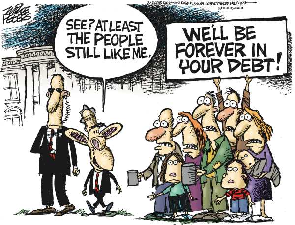Editorial Cartoon by Mike Peters, Dayton Daily News on US Economy Stablizing