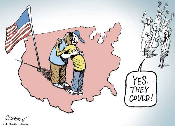 Editorial Cartoon by Patrick Chappatte, International Herald Tribune on Obama Wins!