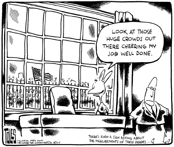Editorial Cartoon by Tom Toles, Washington Post on Bush Prepares for Private Life