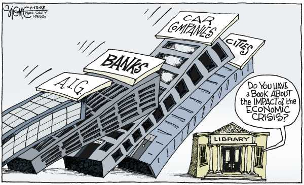 Editorial Cartoon by Signe Wilkinson, Philadelphia Daily News on Economy Remains Unstable
