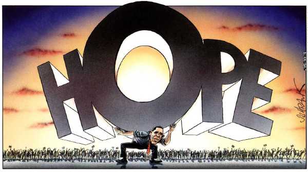 Editorial Cartoon by Peter Schrank, The Independent, London, UK on Obama Prepares for Presidency