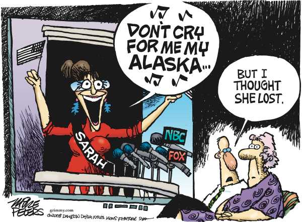 Editorial Cartoon by Mike Peters, Dayton Daily News on Palin Grants Multiple Interviews