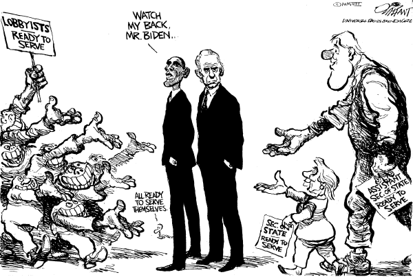 Editorial Cartoon by Pat Oliphant, Universal Press Syndicate on Hillary Likey to Join Cabinet