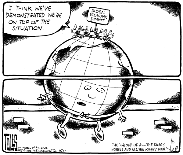 Editorial Cartoon by Tom Toles, Washington Post on Hopeful Signs for Economy