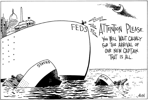 Editorial Cartoon by Tony Auth, Philadelphia Inquirer on Hopeful Signs for Economy