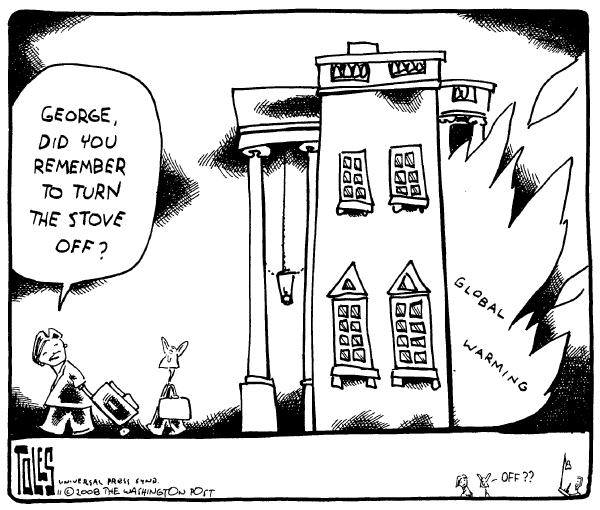 Political/Editorial Cartoon by Tom Toles, Washington Post on Bush Staying Busy