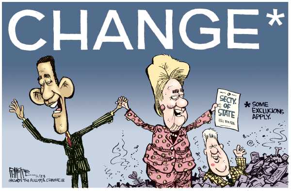 Political/Editorial Cartoon by Rick McKee, The Augusta Chronicle on Hillary Accepts Cabinet Post