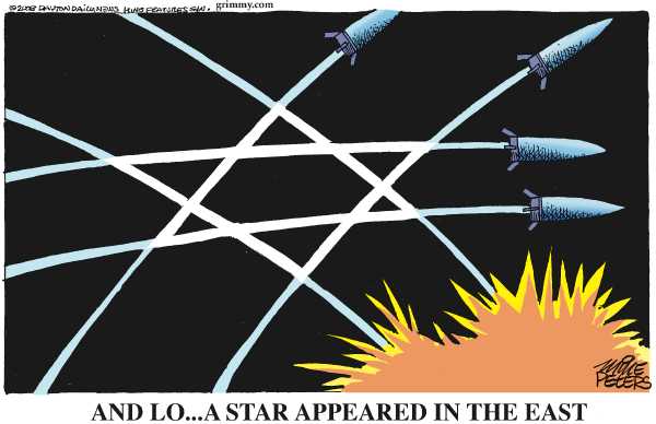 Political/Editorial Cartoon by Mike Peters, Dayton Daily News on Fighting Rages in Gaza