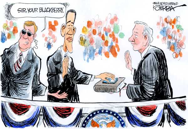 Political/Editorial Cartoon by Jeff Koterba, Omaha World-Herald on America Awaits Inauguration