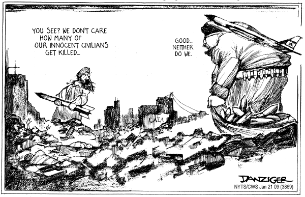 Political/Editorial Cartoon by Jeff Danziger, CWS/CartoonArts Intl. on Fighting Nearly Over in Gaza
