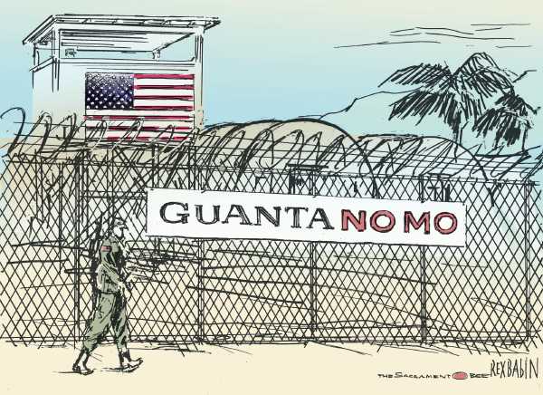 Political/Editorial Cartoon by Rex Babin, Sacramento Bee on Obama to Close Gitmo
