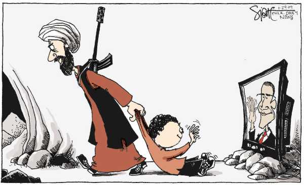 Political/Editorial Cartoon by Signe Wilkinson, Philadelphia Daily News on Obama Reaches Out