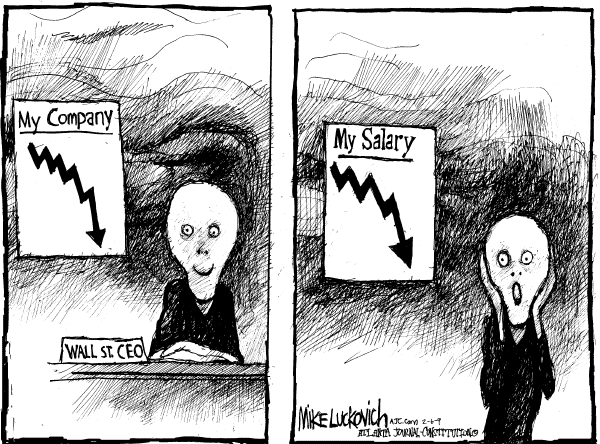 Political/Editorial Cartoon by Mike Luckovich, Atlanta Journal-Constitution on CEO Salary Limit Proposed