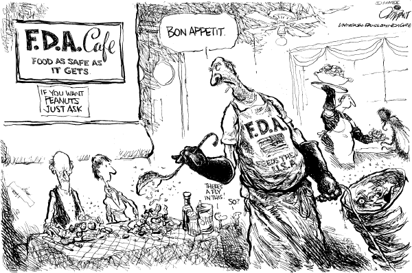 Political/Editorial Cartoon by Pat Oliphant, Universal Press Syndicate on Salmonella Sweeps Nation