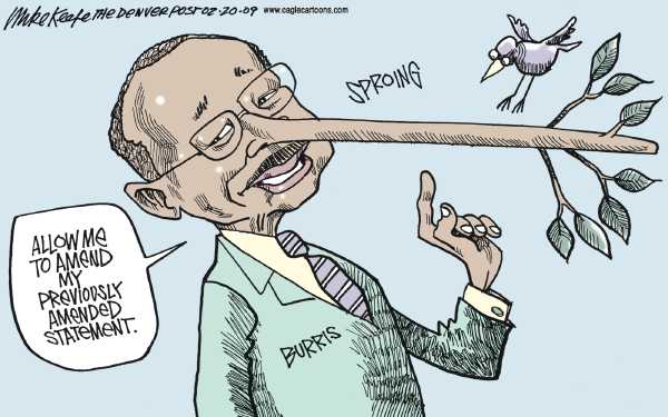 Political/Editorial Cartoon by Mike Keefe, Denver Post on Burris Responds to Pressure