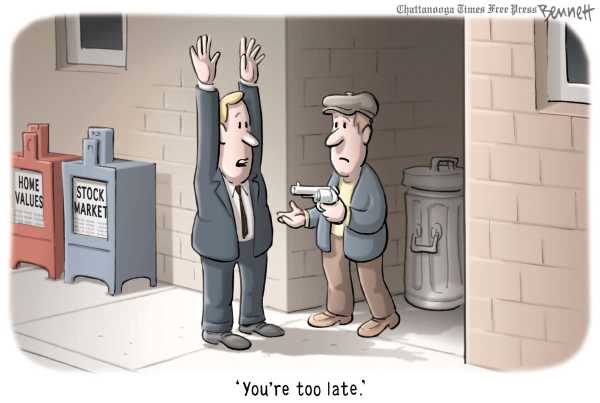 Political/Editorial Cartoon by Clay Bennett, Chattanooga Times Free Press on Economy Now ‘Great Recession’