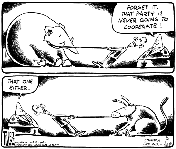 Political/Editorial Cartoon by Tom Toles, Washington Post on Obama Facing Tough Tests