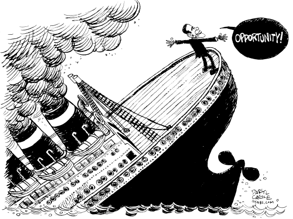 Political/Editorial Cartoon by Daryl Cagle, Cagle Cartoons on Obama Looks Ahead