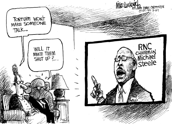 Political/Editorial Cartoon by Mike Luckovich, Atlanta Journal-Constitution on Steele Losing Support