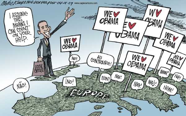 Political/Editorial Cartoon by Mike Keefe, Denver Post on Obama Welcomed at Summit