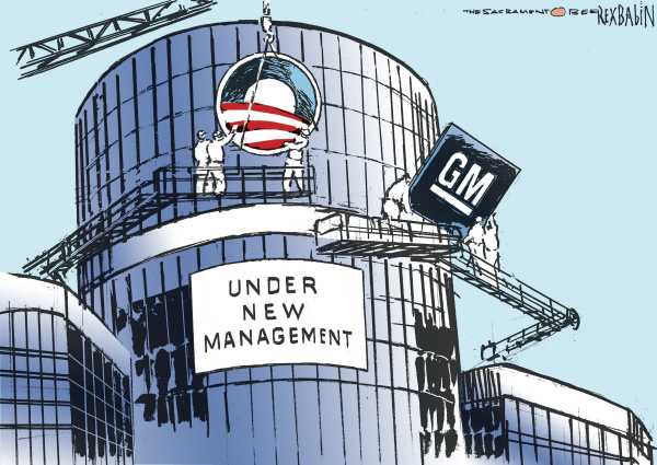Political/Editorial Cartoon by Rex Babin, Sacramento Bee on General Motors Plan Unacceptable