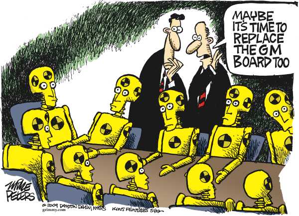 Political/Editorial Cartoon by Mike Peters, Dayton Daily News on GM Prepares for Bankruptcy