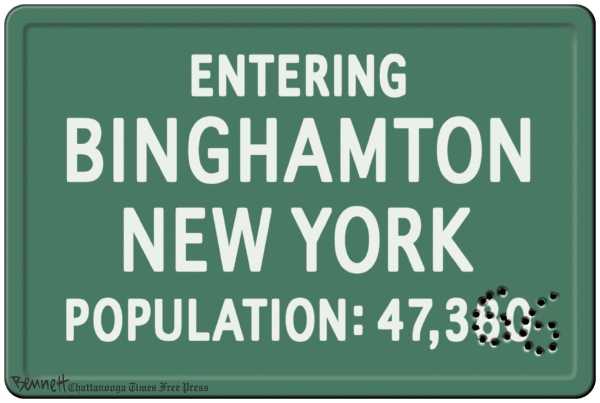 Political/Editorial Cartoon by   on Gunman Kills 14 in Upstate NY