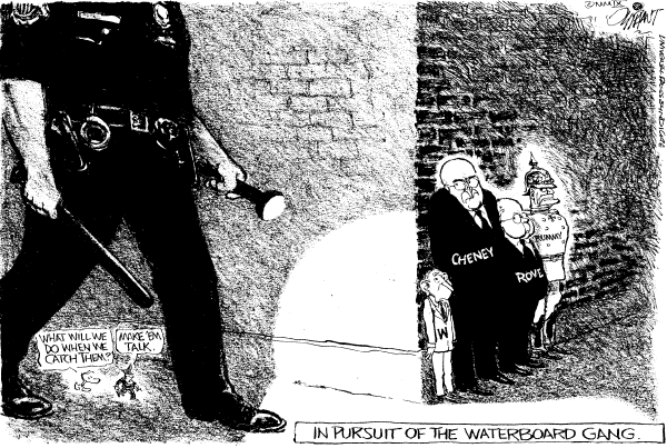 Political/Editorial Cartoon by Pat Oliphant, Universal Press Syndicate on Enemy Combatant Policy Investigated