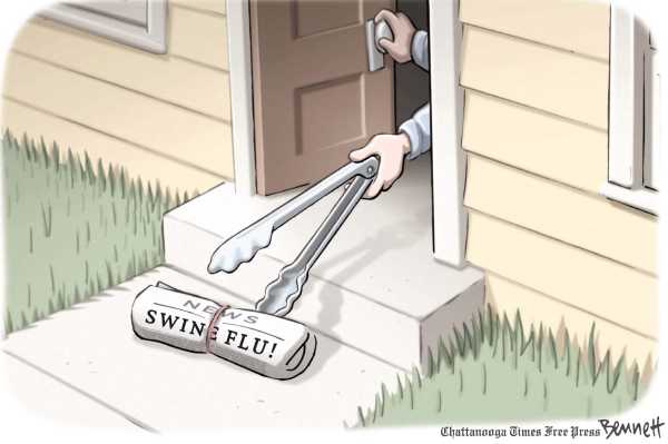 Political/Editorial Cartoon by Clay Bennett, Chattanooga Times Free Press on Americans Respond to Flu Threat
