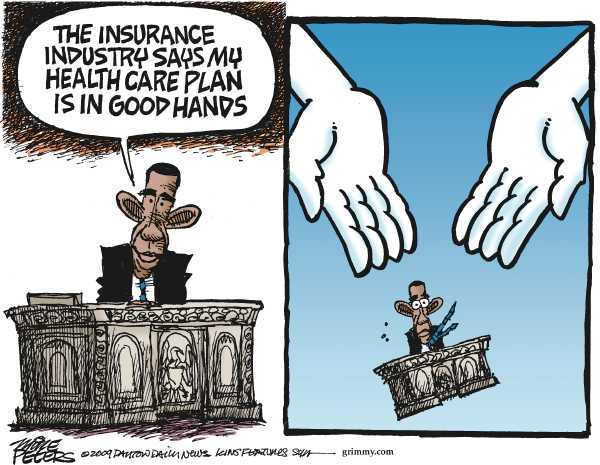 Political/Editorial Cartoon by Mike Peters, Dayton Daily News on Health Care Anxiety Rises