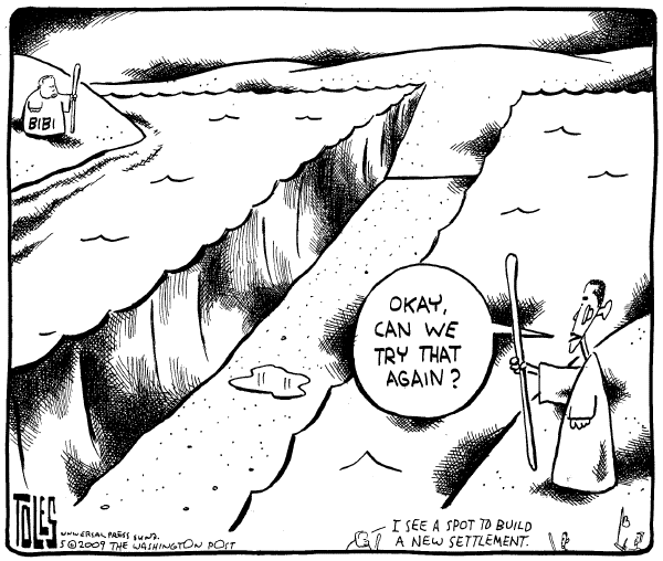 Political/Editorial Cartoon by Tom Toles, Washington Post on Obama Meets With Netanyahu