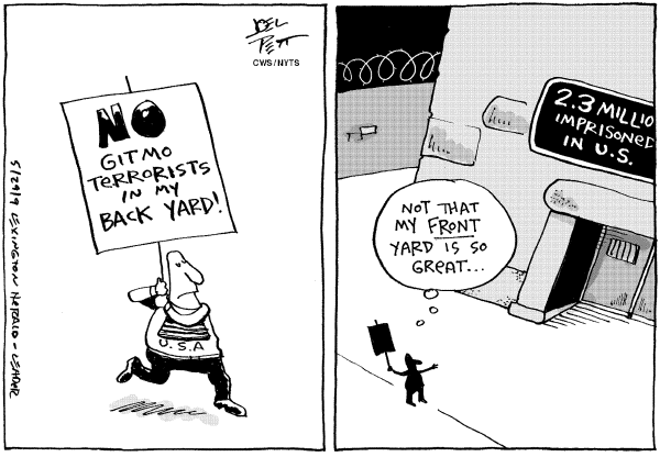 Political/Editorial Cartoon by Joel Pett, Lexington Herald-Leader, CWS/CartoonArts Intl. on Prisoners Remain a Problem