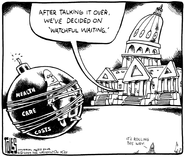 Political/Editorial Cartoon by Tom Toles, Washington Post on Health Reform Suffers Setback